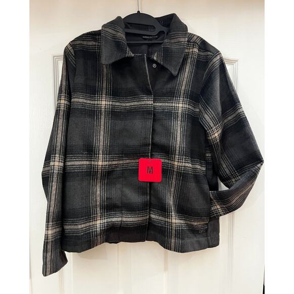 BANANA REPUBLIC Plaid Short Jacket / Shacket - GRAY (Size M) - NWT - Picture 3 of 5